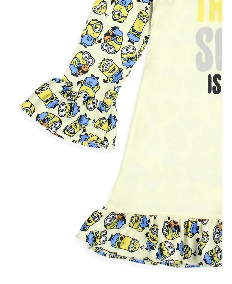 Despicable Me Toddler Girls Nightgown Minions Snuggle Sleep Long-Sleeve Raglan Pajama