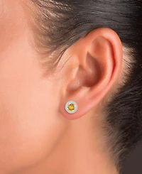 Amethyst (1-1/2 ct. t.w.) & Lab-Grown White Sapphire (1/2 Halo Birthstone Stud Earrings Sterling Silver (Also Additional Birthstones)