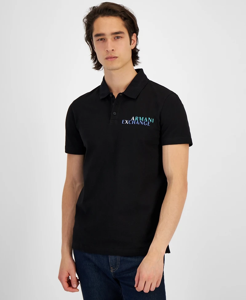 A|X Armani Exchange Men's Short Sleeve Multicolor Logo Polo Shirt