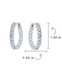 Bling Jewelry Square Cubic Zirconia Princess Cut Cz Inside Out Statement Hoop Earrings For Women Prom 1.25 Diameter