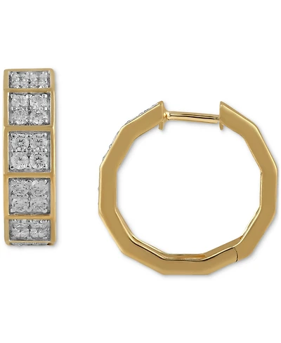 Men's Diamond Square Cluster Geometric Hoop Earrings (1 ct. t.w.), 3/4"