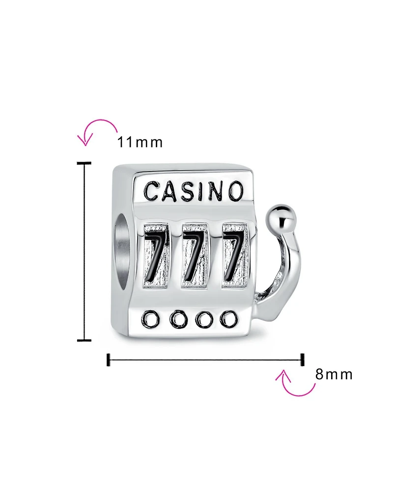 Bling Jewelry Tourism Las Vegas Good Luck Vacation Travel Lucky 777 Jackpot Casino Slot Machine Charm Bead Oxidized Sterling Silver Fits European Brac