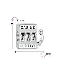 Bling Jewelry Tourism Las Vegas Good Luck Vacation Travel Lucky 777 Jackpot Casino Slot Machine Charm Bead Oxidized Sterling Silver Fits European Brac
