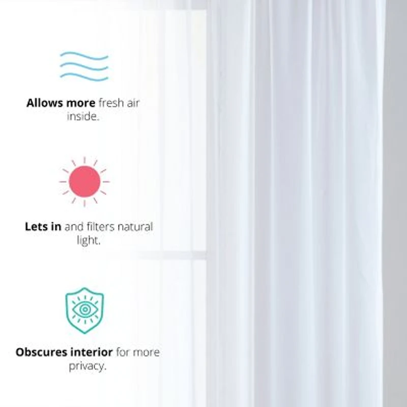 2 Pack Sheer Voile Window Curtain Sheer Panels