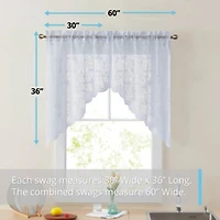 Hlc.Me Joyce Semi Sheer Kitchen Swag Curtain Panels Rod Pocket For Small Windows Kitchen Bathroom 30 W X 36 L Pair