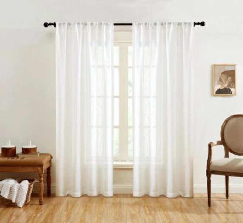 Hlc.Me Lauren Semi Sheer Light Filtering Transparent Pocket Top Back Tab Lightweight Window Curtains Drapery Panels Bedroom Living Room 2 Panels