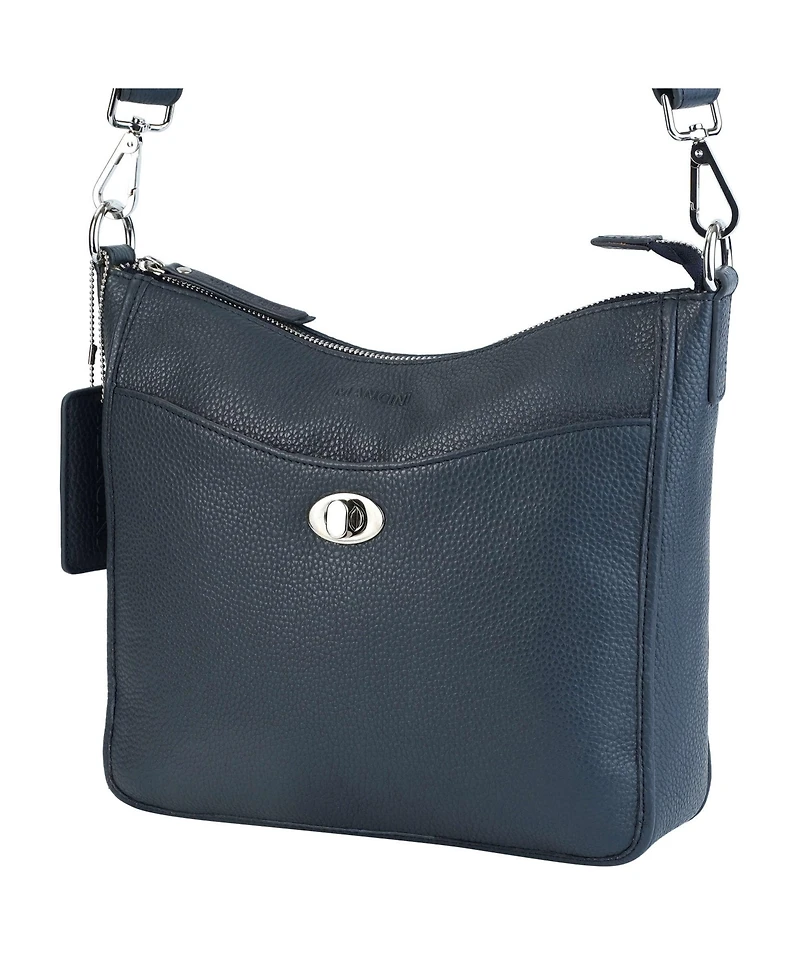 Mancini Pebble Elizabeth Leather Crossbody Handbag
