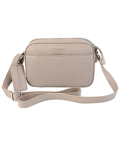 Mancini Pebbled Collection Clara Leather Small Crossbody Bag