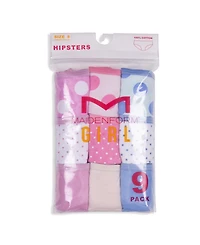Maidenform Little & Big Girls and Dots Hipster Underwear, Pack of 9