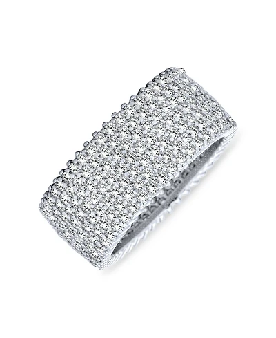 Bling Jewelry Pave Cubic Zirconia 5 Row Wide Cz Eternity Band Ring .925 Sterling Silver