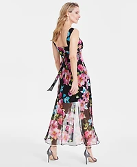 Connected Petite Chiffon High-Low Sheath Dress