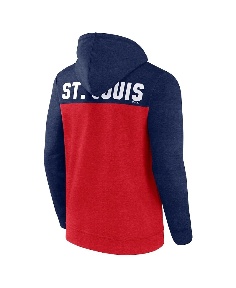 Men's Fanatics Heathered Red, Navy St. Louis Cardinals Blown Away Full-Zip Hoodie