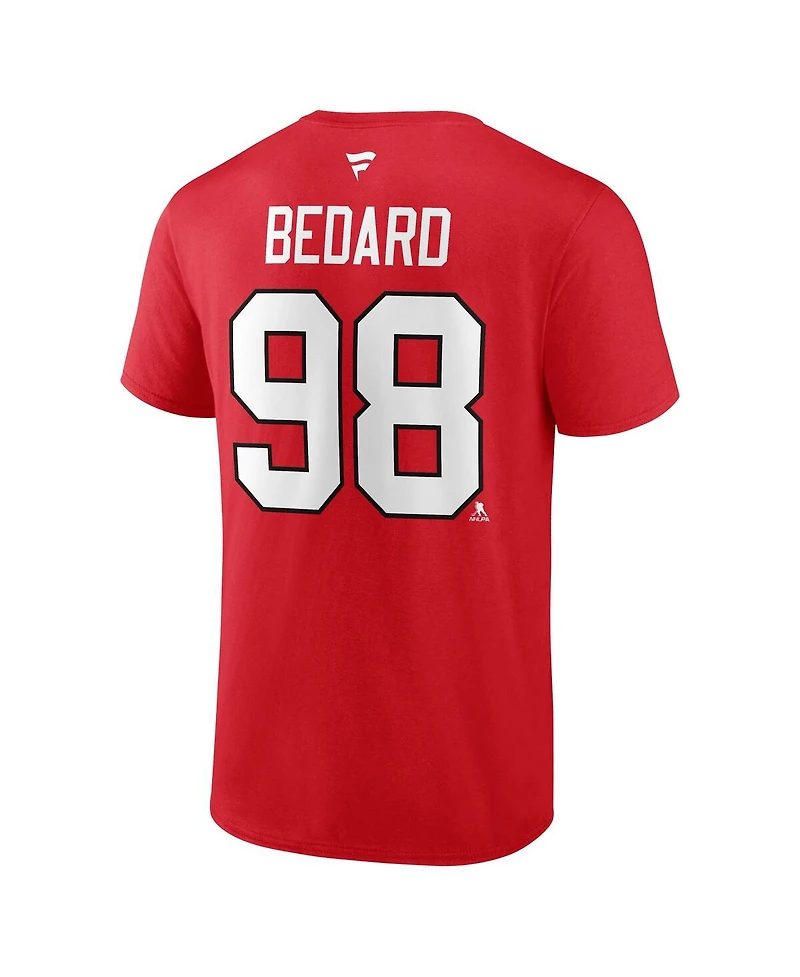 Men's Fanatics Connor Bedard Chicago Blackhawks 2023 Nhl Draft Authentic Stack Player Name and Number T-shirt