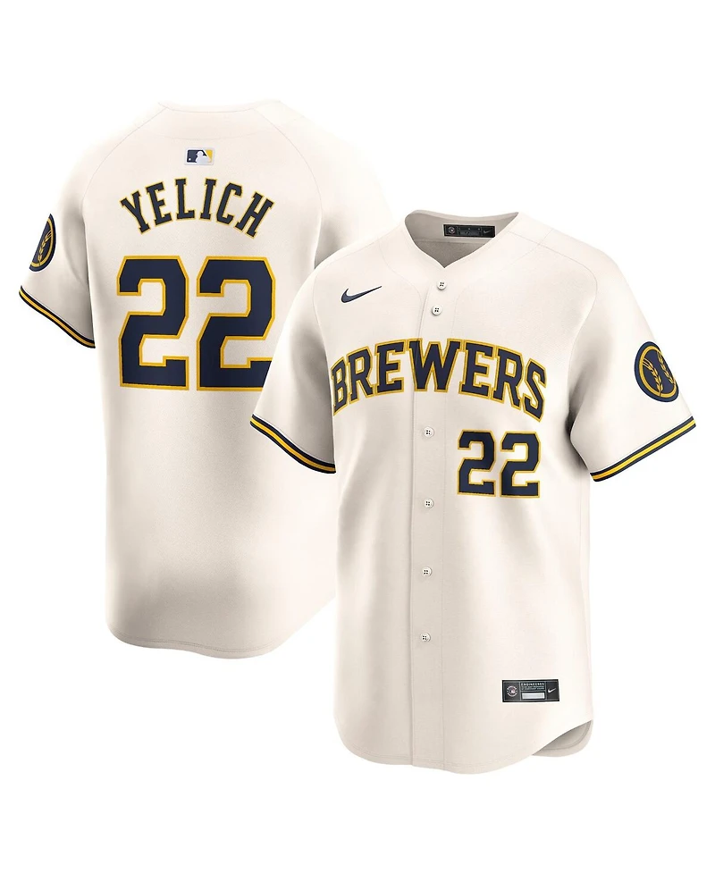 Men's Nike Christian Yelich Cream Milwaukee Brewers Home Limited Player Jersey