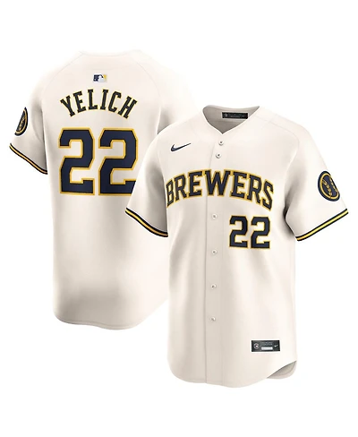 Men's Nike Christian Yelich Cream Milwaukee Brewers Home Limited Player Jersey