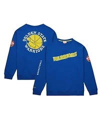 Men's Mitchell & Ness Royal Golden State Warriors Hardwood Classics There and Back Pullover Sweatshirt