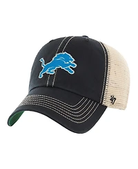Men's '47 Brand Black, Natural Detroit Lions Trawler Clean Up Trucker Adjustable Hat