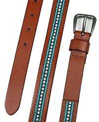 Lucky Brand Turquoise Beaded Stripe Leather Belt