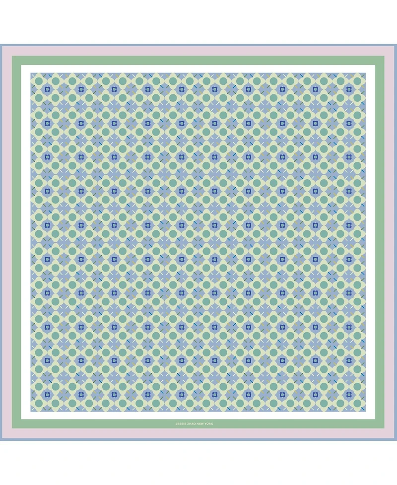 Jessie Zhao New York Double Sided Silk Scarf Of Polka Dot Bloom - Green