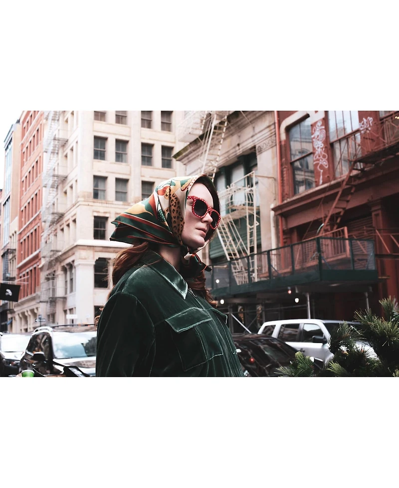 Jessie Zhao New York Double Sided Silk Scarf Of Green Wonderland