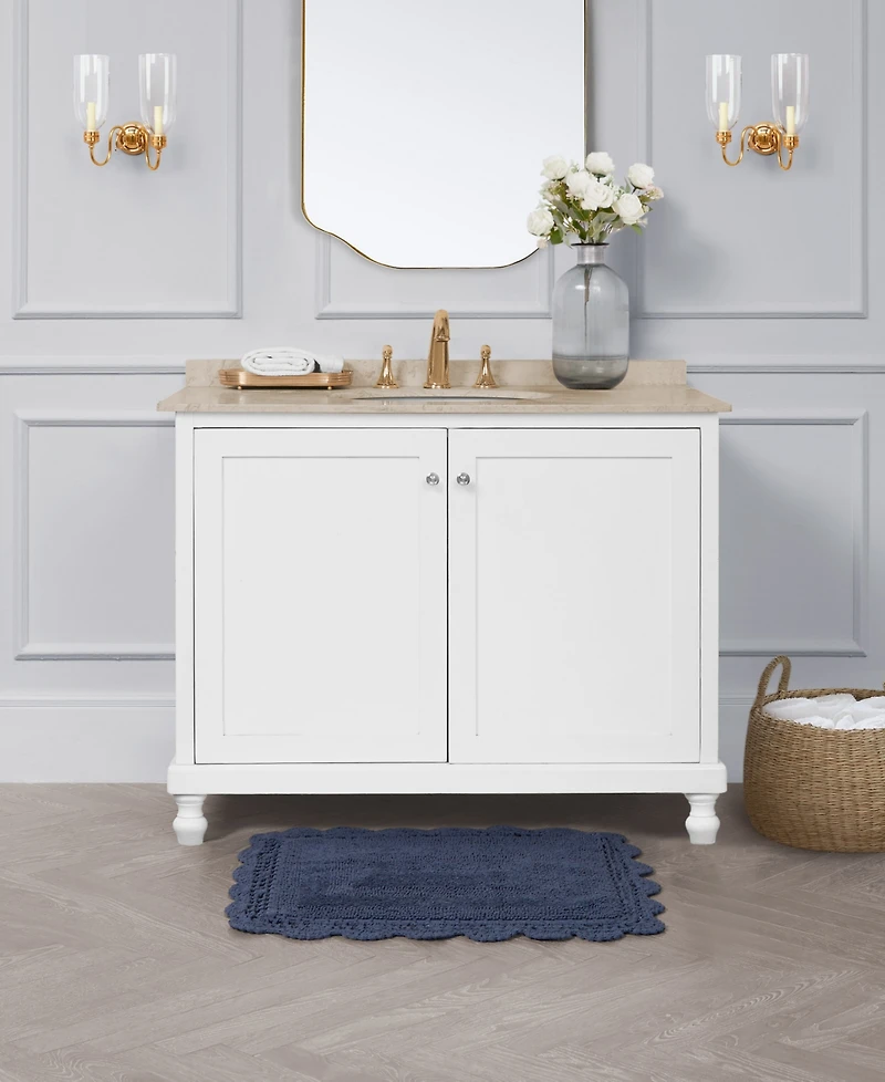 Laura Ashley Crochet Reversible Cotton Bath Rug, 17" x 24"