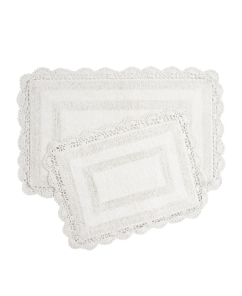 Laura Ashley Crochet Reversible Cotton 2-Pc. Bath Rug Set