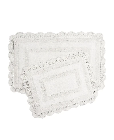 Laura Ashley Crochet Reversible Cotton 2-Pc. Bath Rug Set