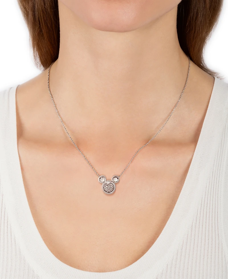 Disney Wonder Fine Jewelry Diamond Mickey Mouse Pendant Necklace (1/8 ct. t.w.) in Sterling Silver, 16" + 2" extender