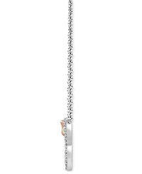 Disney Wonder Fine Jewelry Diamond Minnie Mouse Silhouette Pendant Necklace (1/5 ct. t.w.) in Sterling Silver & Rose Gold-Plate, 15-3/4" + 2" extender