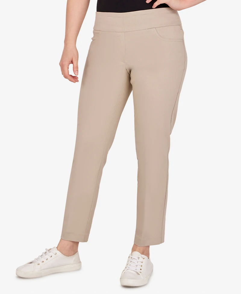 Ruby Rd. Petite Mid-Rise Pull-On Straight Solar Millennium Tech Ankle Pants