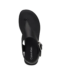 Calvin Klein Women's Moraca Buckle T-Strap Flat Sandals