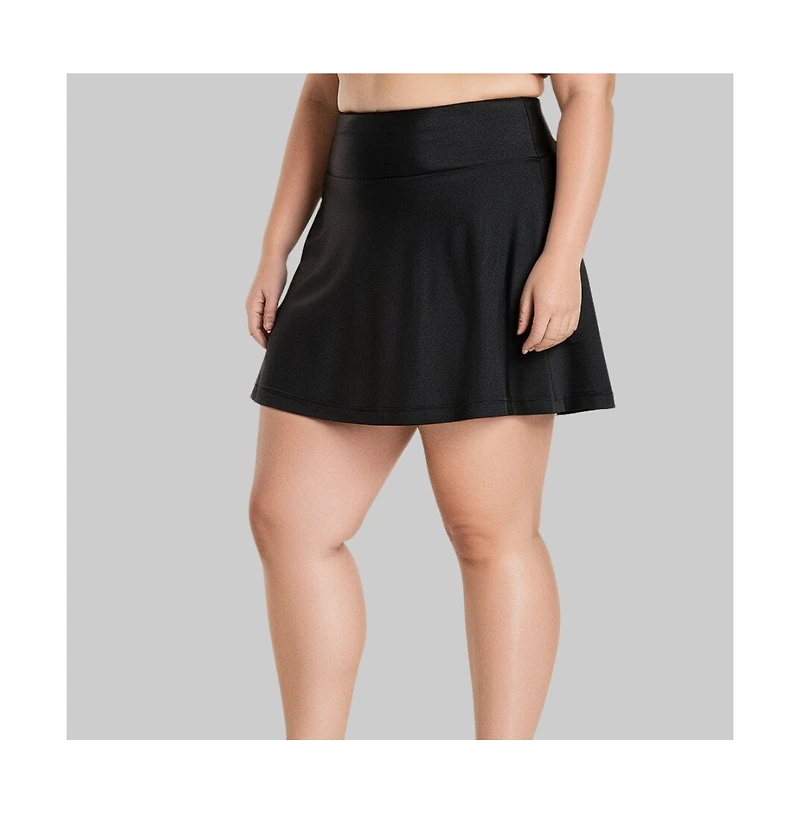 Calypsa Women's Plus Flowy Swim Skirt With Attached Shorts