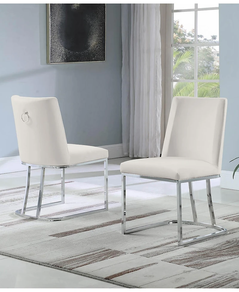 Best Quality Furniture 24" L x 19" W 34" H Velvet Upholstered Side Chairs with Chrome Legs, Set of 2