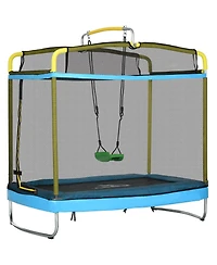 Qaba 3-In-1 Trampoline for Kids, 6.9' Kids Trampoline with Net, Light