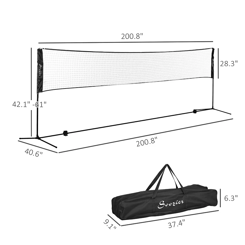 Soozier Badminton Set, Pickleball, Volleyball, 17' Badminton Net