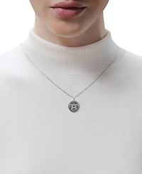 Marvel Wonder Fine Jewelry Swiss Blue Topaz (3/8 ct. t.w.) & Diamond (1/10 ct. t.w.) Captain America Logo 18" Pendant Necklace in Sterling Silver