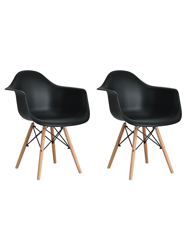 Set of 2 Mid-Century Modern Molded Dining Arm Side Chairs