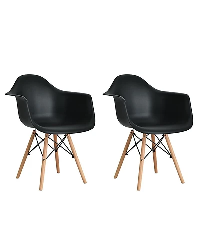 Set of 2 Mid-Century Modern Molded Dining Arm Side Chairs