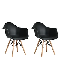 Set of 2 Mid-Century Modern Molded Dining Arm Side Chairs