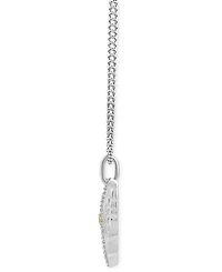 Marvel Wonder Fine Jewelry Black Diamond (1/6 ct. t.w.) & White Diamond (1/10 ct. t.w.) Thor Helmet 18" Pendant Necklace in Sterling Silver & Gold-Pla