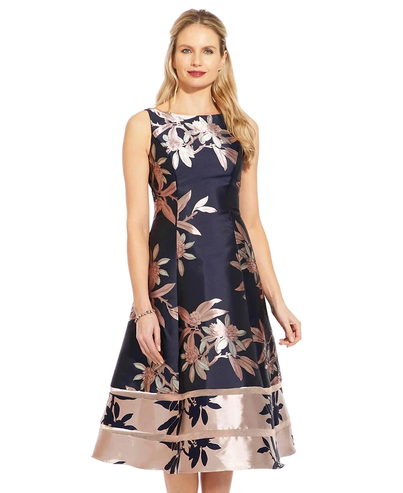 Adrianna Papell Jacquard A-Line Dress