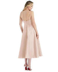 Alfred Sung Spaghetti-Strap Satin Midi Dress