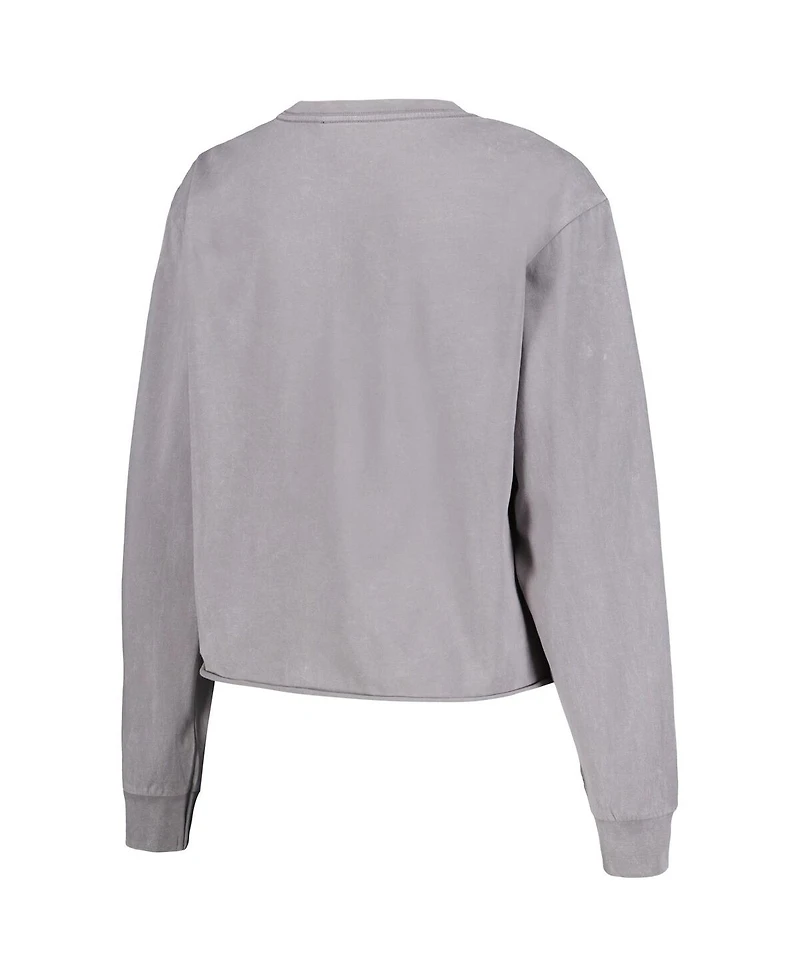 Women's The Wild Collective Gray Distressed Phoenix Suns Band Cropped Long Sleeve T-shirt
