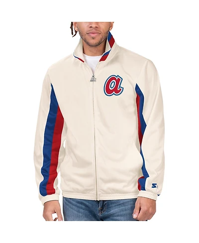 Men's Starter Cream Atlanta Braves Rebound Cooperstown Collection Full-Zip Track Jacket