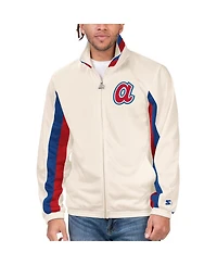 Men's Starter Cream Atlanta Braves Rebound Cooperstown Collection Full-Zip Track Jacket