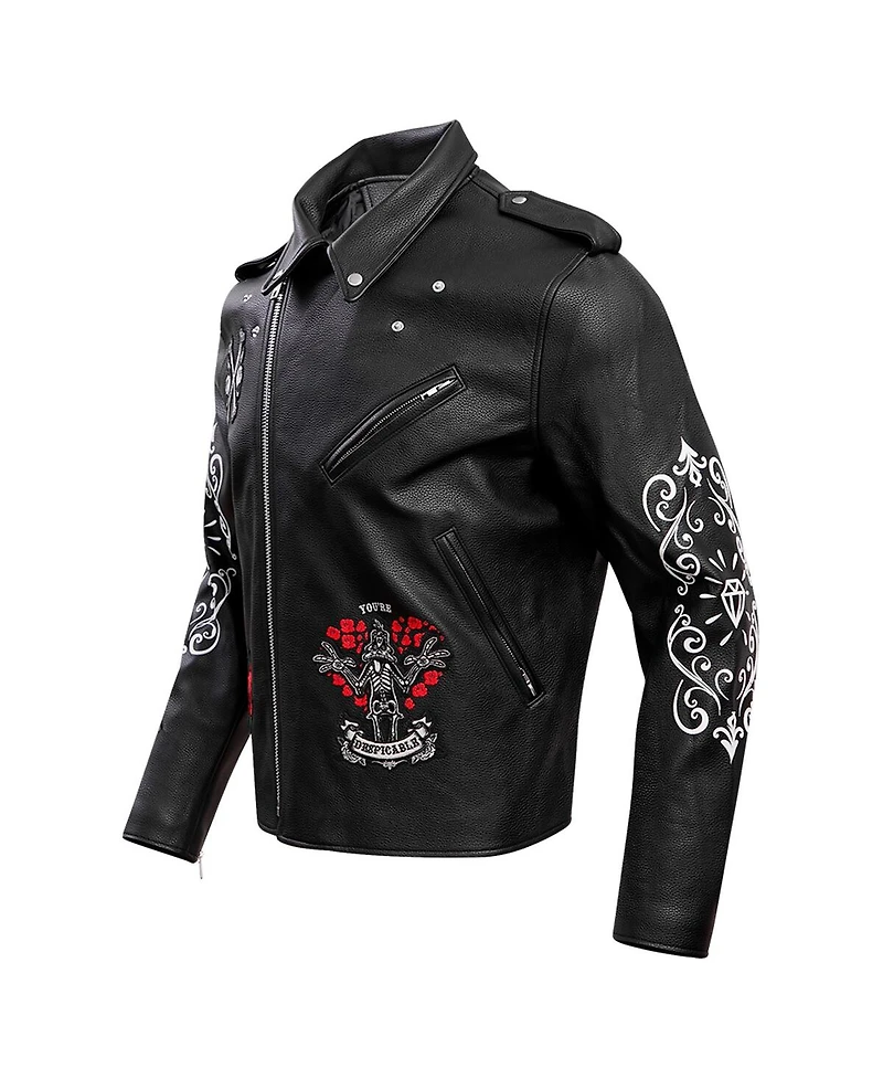 Men's Freeze Max Black Looney Tunes Dispicable Biker Full-Zip Jacket