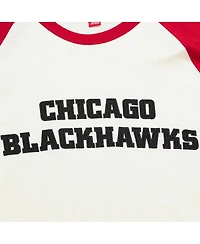 Men's Mitchell & Ness Cream Chicago Blackhawks Legendary Slub Vintage-Like Raglan Long Sleeve T-shirt