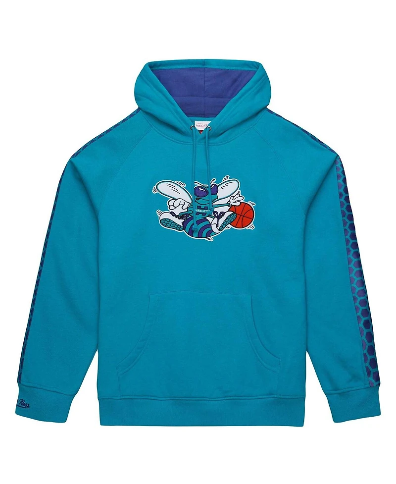 Men's Mitchell & Ness Teal Charlotte Hornets Hardwood Classics Nights Raglan Pullover Hoodie