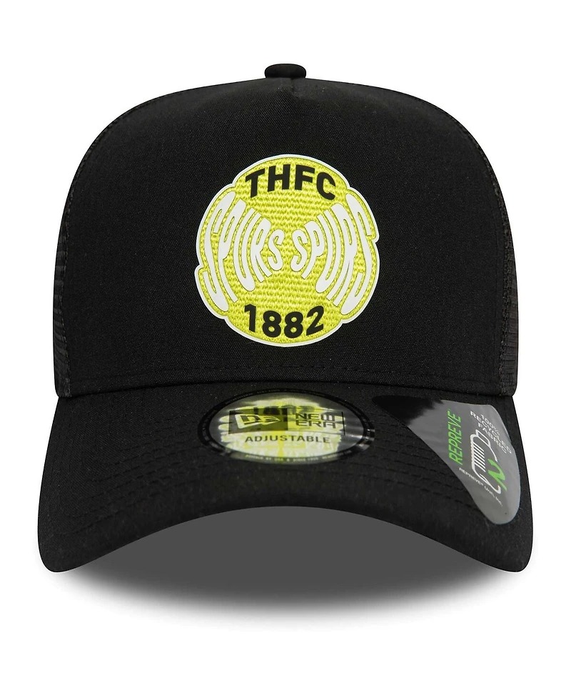 Men's New Era Black Tottenham Hotspur E-Frame Adjustable Trucker Hat