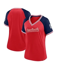 Women's Fanatics Red St. Louis Cardinals Glitz and Glam League Diva Raglan V-Neck T-shirt